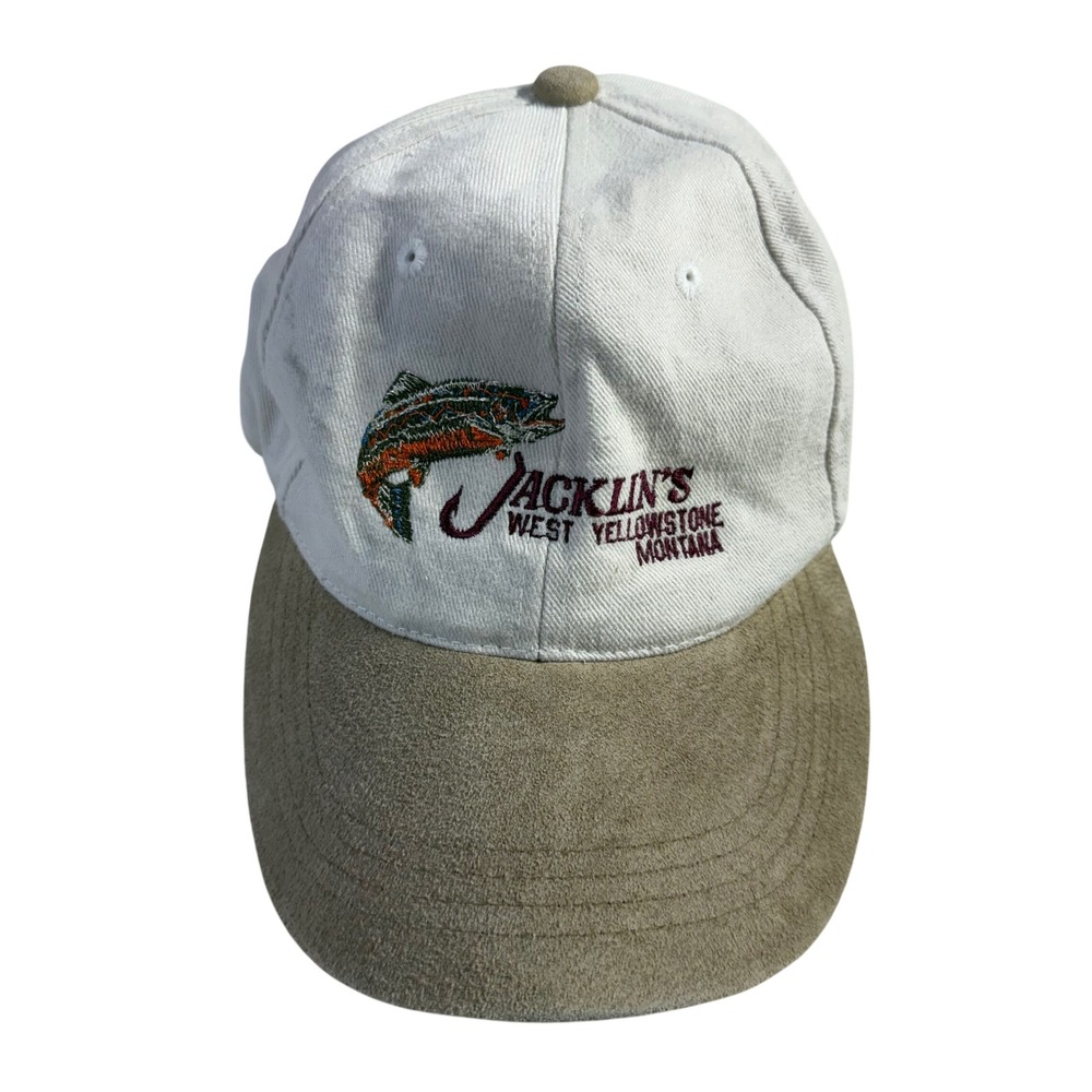 Port Authority Cotton Hat OS White Jacklin's West Yellowstone Trout Fishing